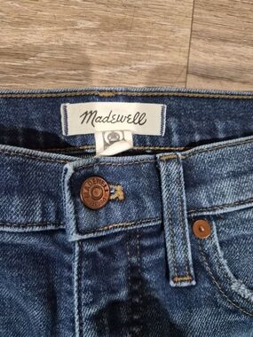 Madewell High-Rise Blue Denim Jeans with Copper Buttons